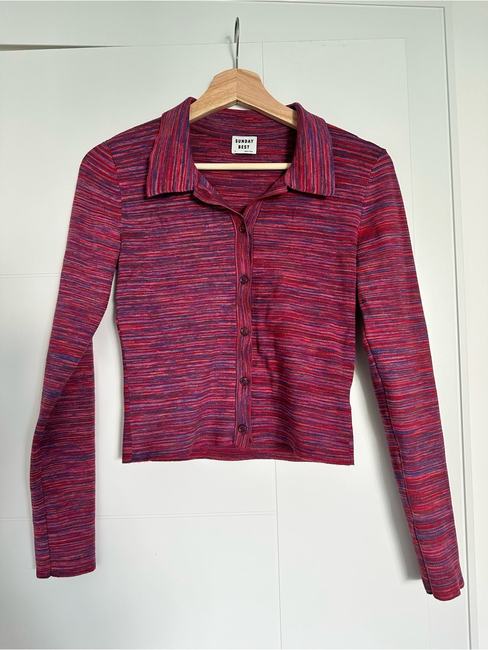 Sunday Best Cropped Striped Button-Front Polo